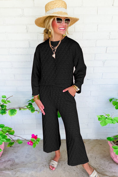 Quilted Pullover and Pants Outfit