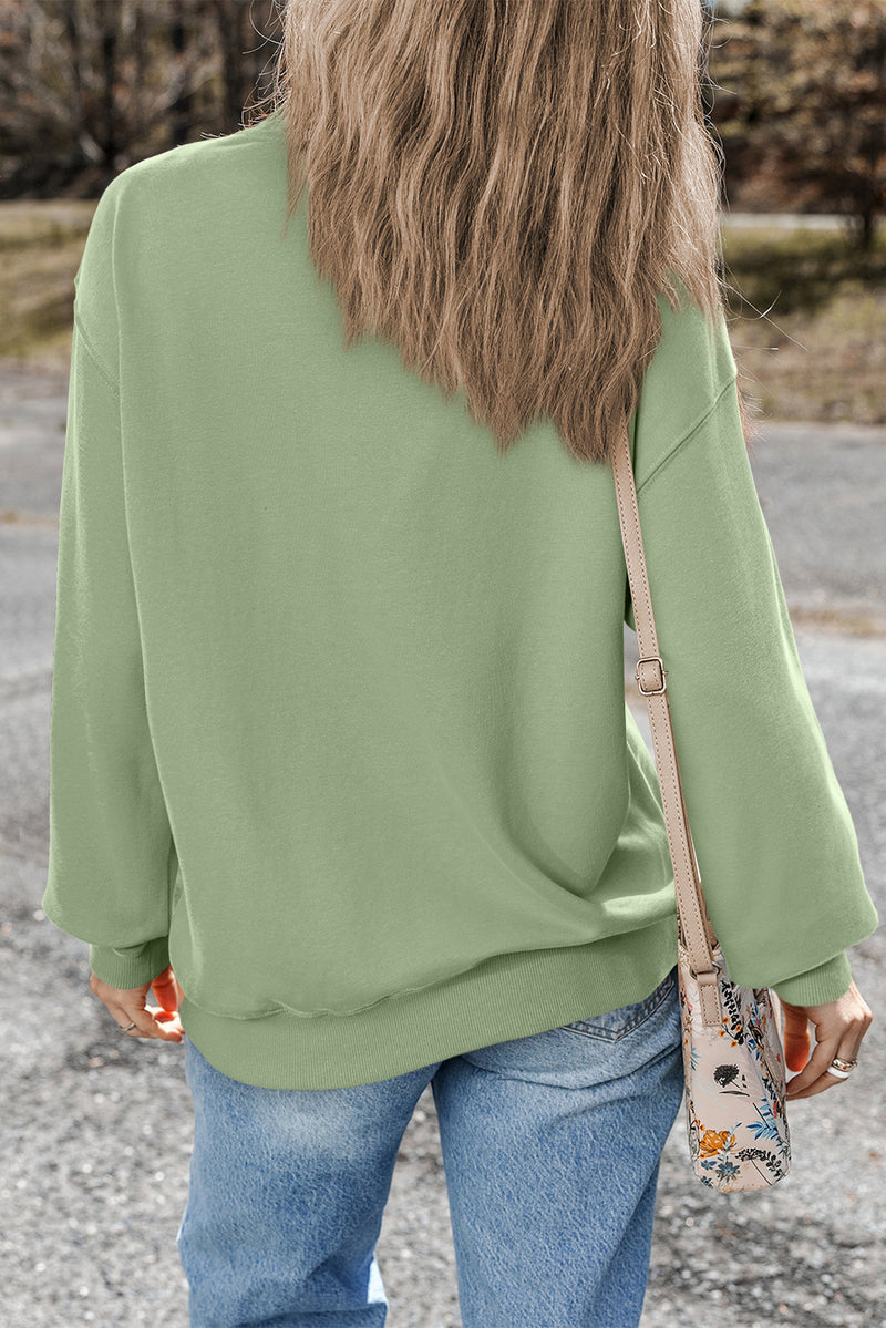 Plain Drop Shoulder Crewneck Pullover Sweatshirt