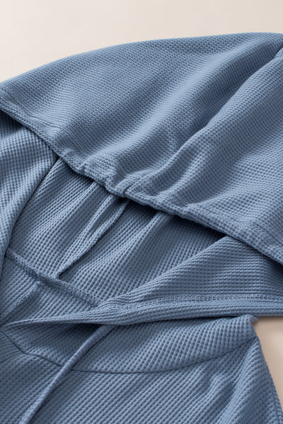 Ashleigh Blue Plus Size Waffle Knit Short Sleeve Drawstring Hoodie