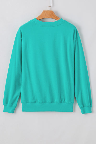 Plain Drop Shoulder Crewneck Pullover Sweatshirt