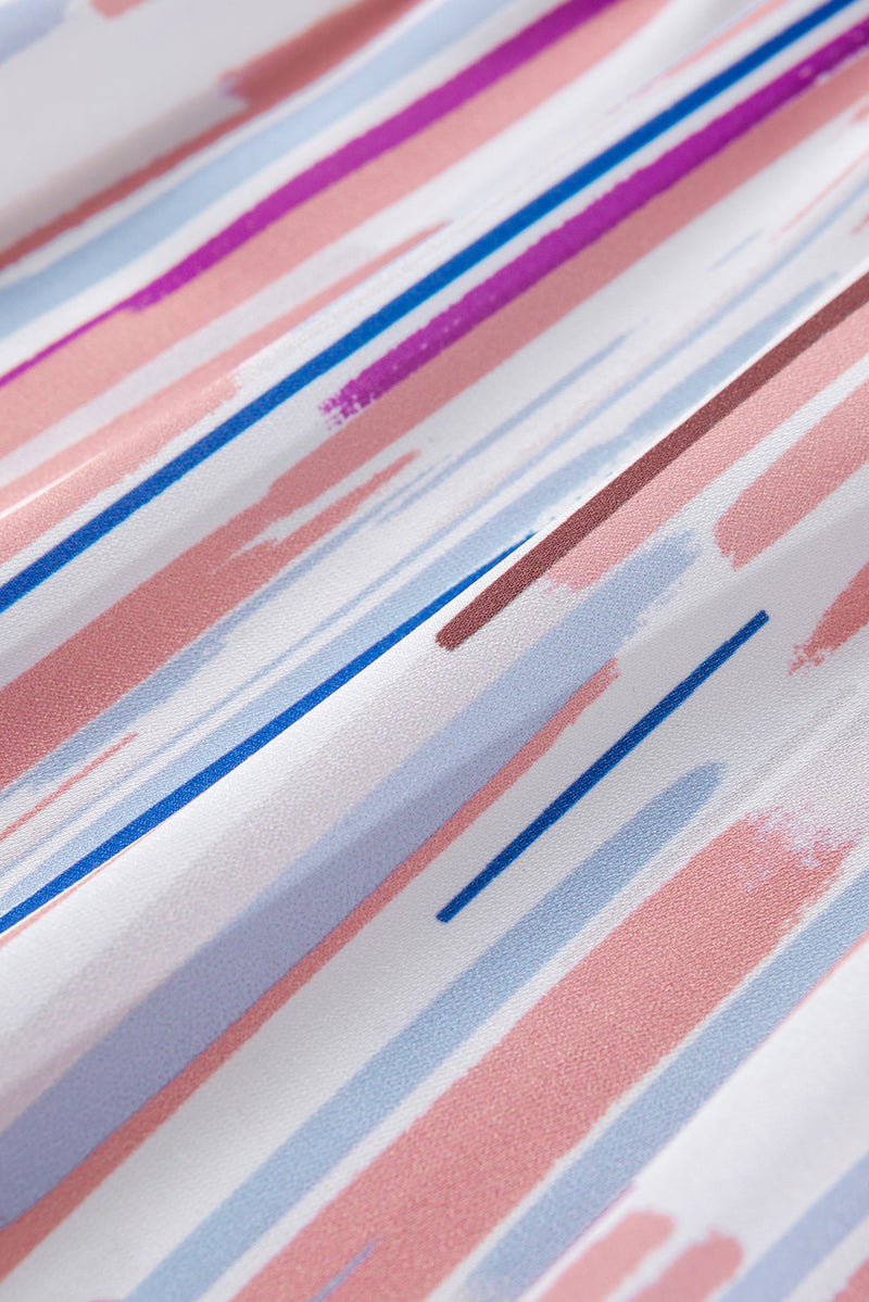 Multicolor Striped Splash Half Sleeve Blouse