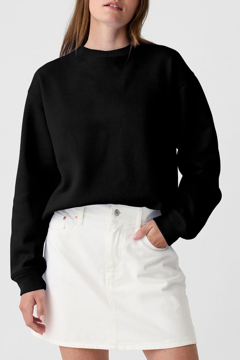 Plain Drop Shoulder Crewneck Pullover Sweatshirt