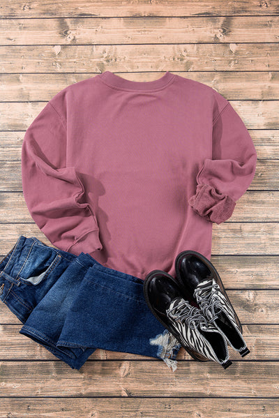 Plain Drop Shoulder Crewneck Pullover Sweatshirt