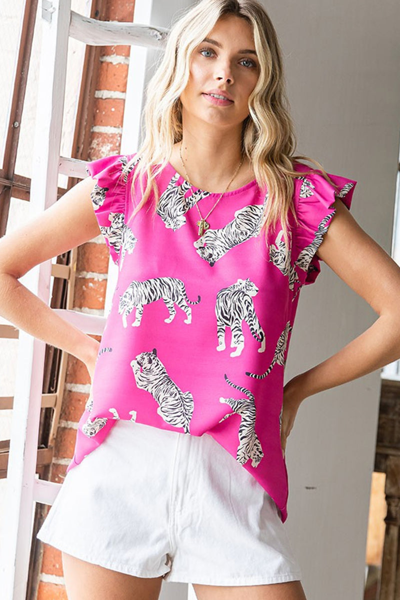 Rose Tiger Pattern Blouse