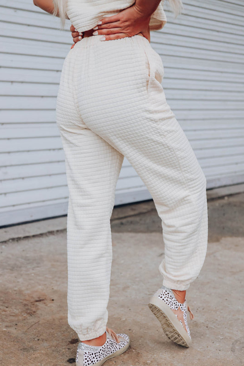 Lattice Textured Cropped Tee and Jogger Pants Set