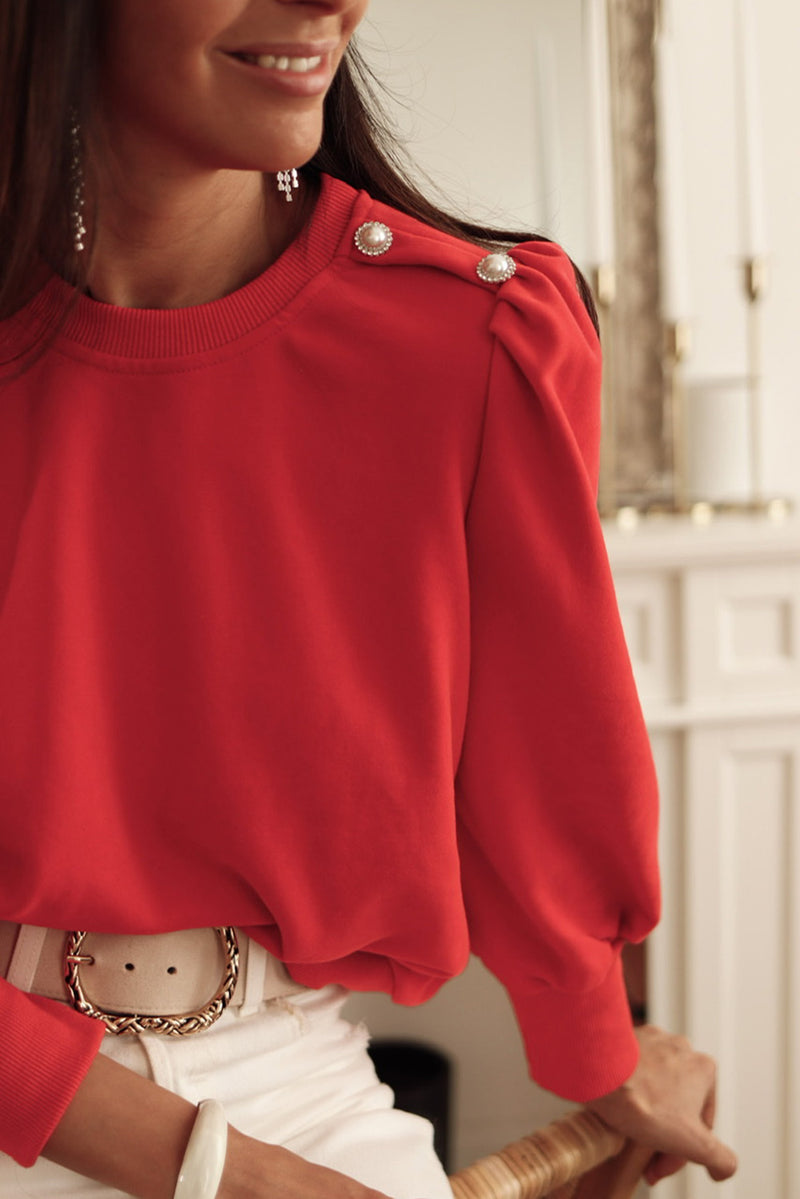 Button Tab Detail Long Sleeve Top