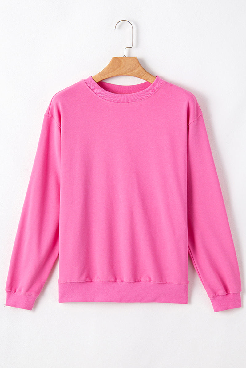 Plain Drop Shoulder Crewneck Pullover Sweatshirt