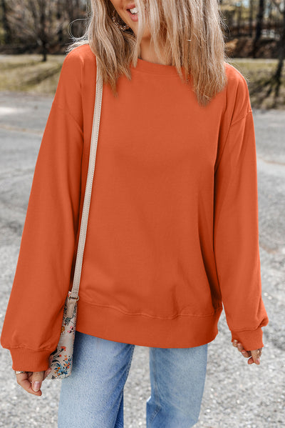 Plain Drop Shoulder Crewneck Pullover Sweatshirt