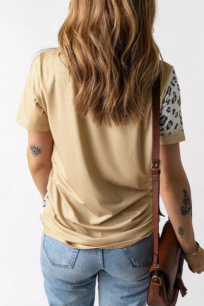 Khaki Bleached WILD WEST Cowboy Leopard Graphic Tee