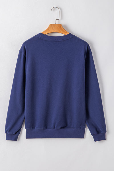 Plain Drop Shoulder Crewneck Pullover Sweatshirt