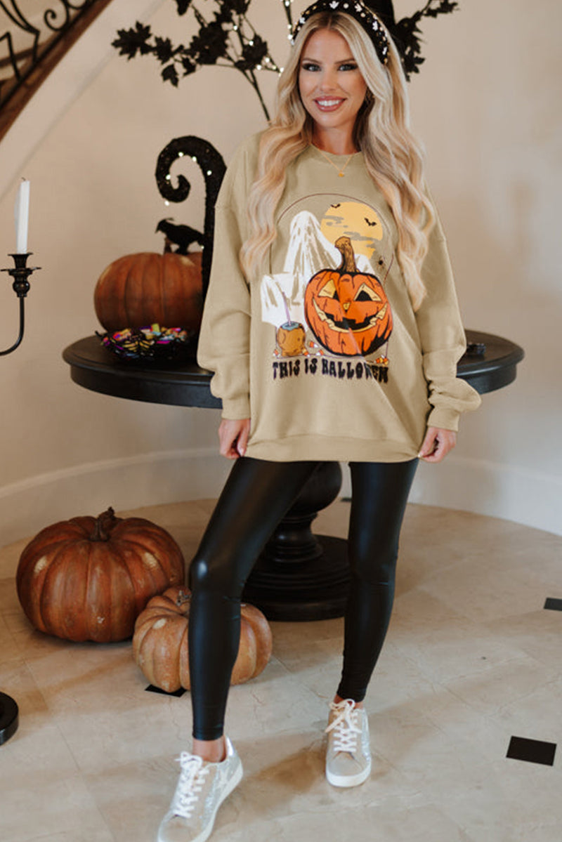 Parchment Spooky Pumpkin Graphic Crewneck Halloween Sweatshirt