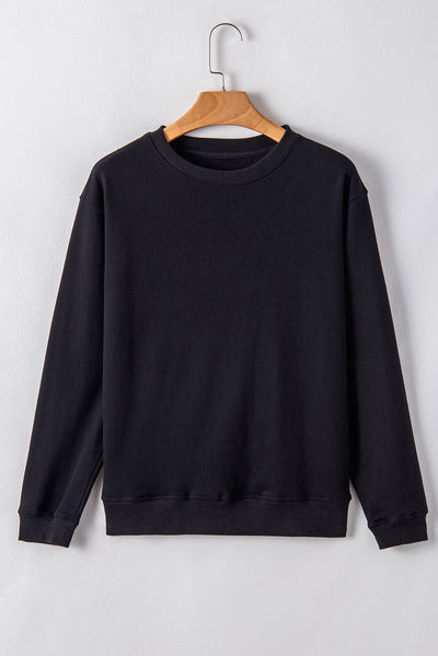 Plain Drop Shoulder Crewneck Pullover Sweatshirt