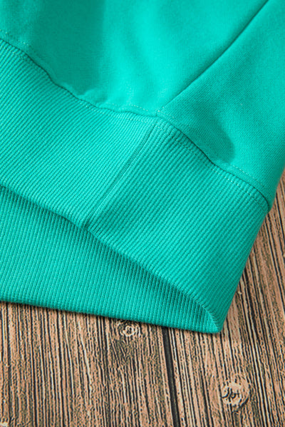 Smoke Green Solid Fleece Lined Drop Shoulder Terry Sweatshirt