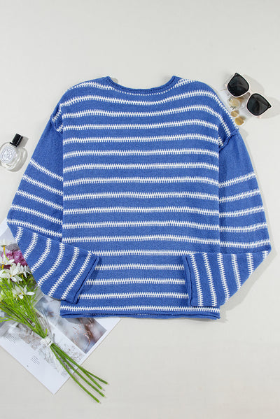 Stripe Drop Shoulder Casual Sweater