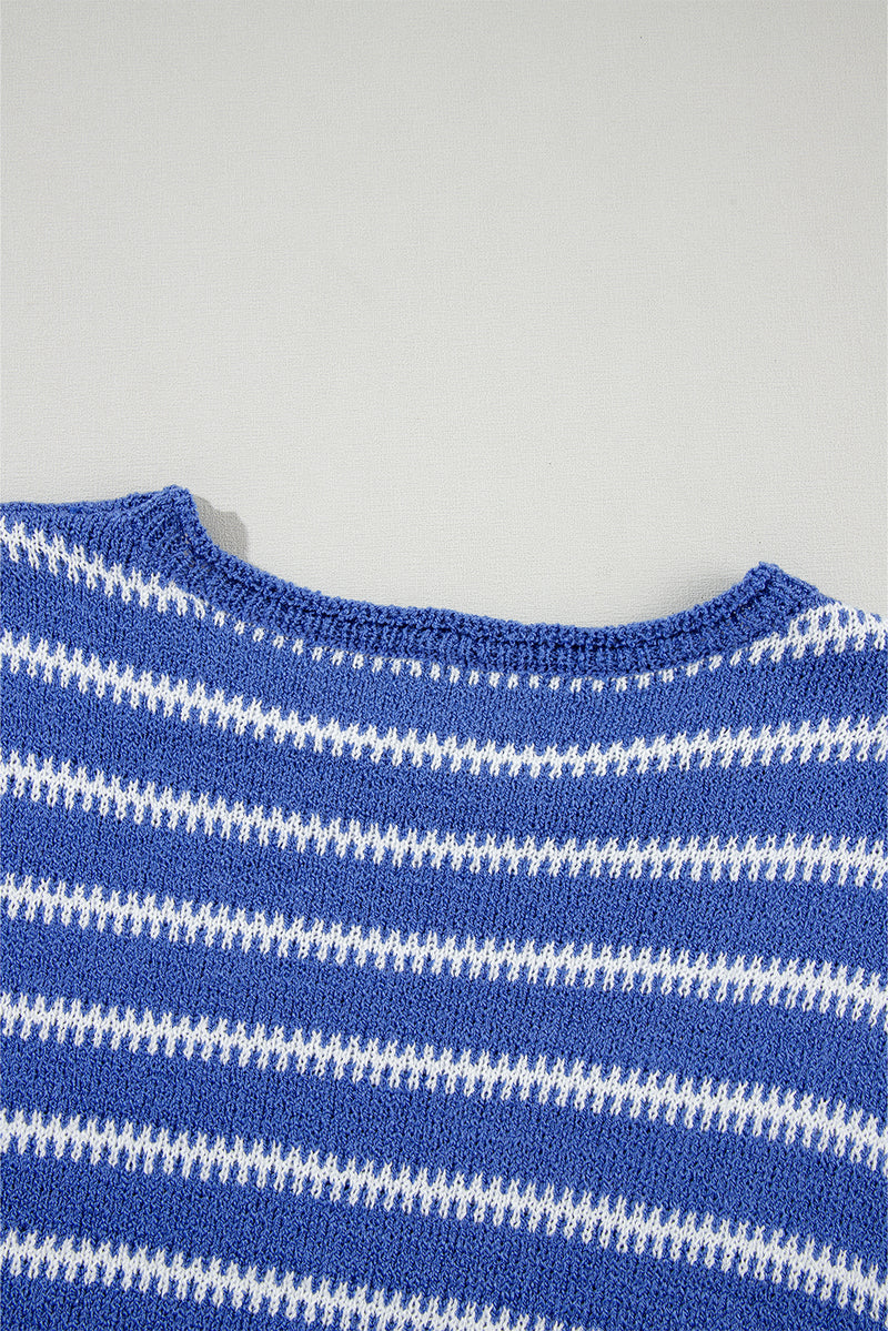 Stripe Drop Shoulder Casual Sweater