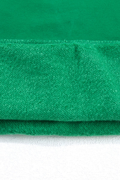 Smoke Green Solid Fleece Lined Drop Shoulder Terry Sweatshirt