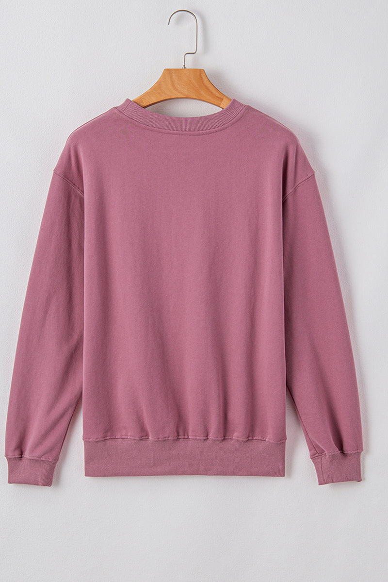 Plain Drop Shoulder Crewneck Pullover Sweatshirt