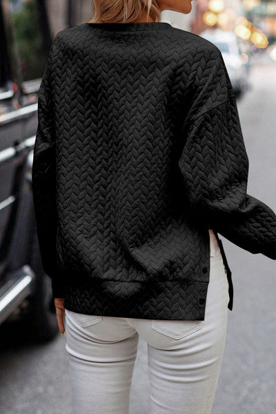 Black Cable Textured Sweatshirt