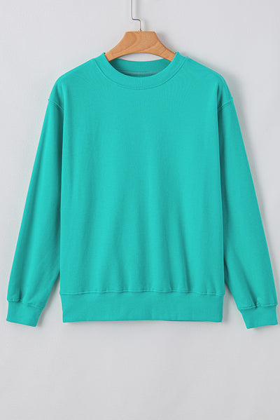 Plain Drop Shoulder Crewneck Pullover Sweatshirt