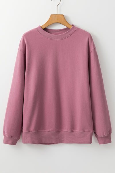 Plain Drop Shoulder Crewneck Pullover Sweatshirt