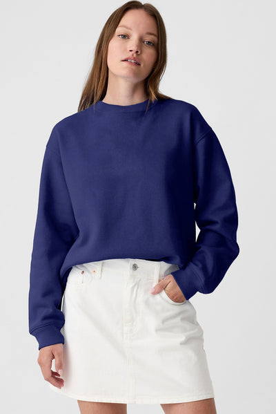 Plain Drop Shoulder Crewneck Pullover Sweatshirt