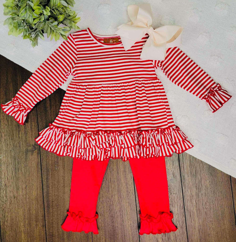 Girls Red Ruffle 2 Piece Outfit Set – Mini Mee Boutique