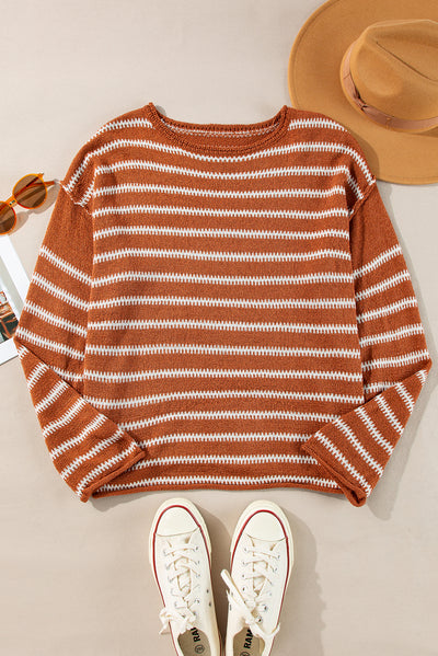 Stripe Drop Shoulder Casual Sweater