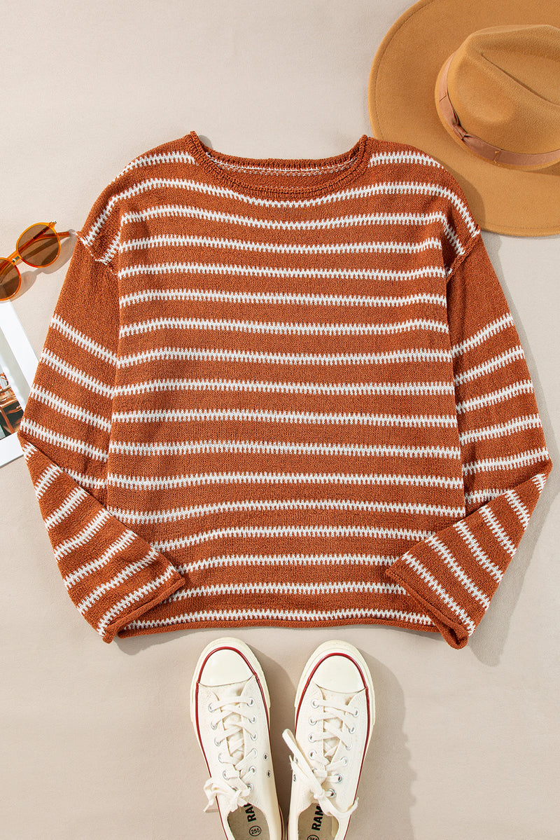 Stripe Drop Shoulder Casual Sweater