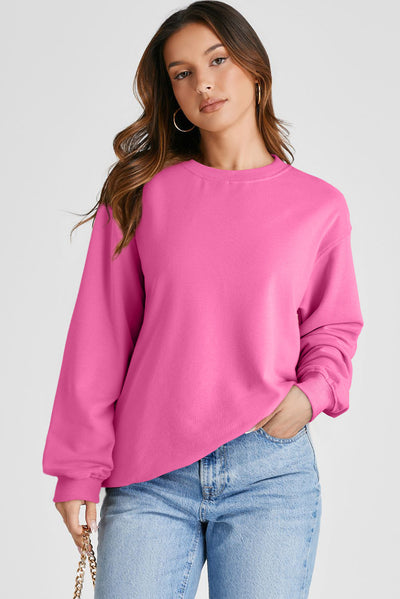 Plain Drop Shoulder Crewneck Pullover Sweatshirt