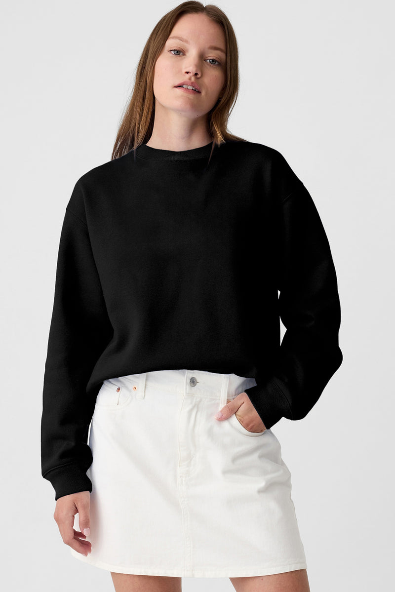 Plain Drop Shoulder Crewneck Pullover Sweatshirt