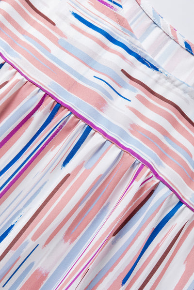 Multicolor Striped Splash Half Sleeve Blouse