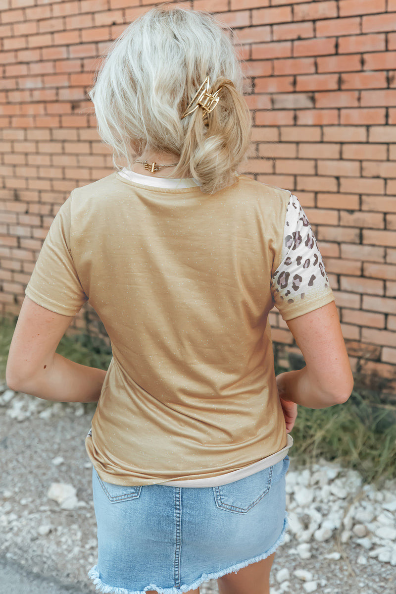 Khaki Bleached WILD WEST Cowboy Leopard Graphic Tee