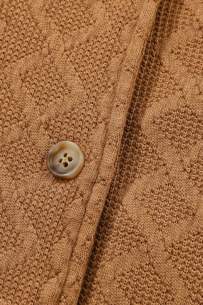 Camel Cable Knit Flap Pocket Shacket