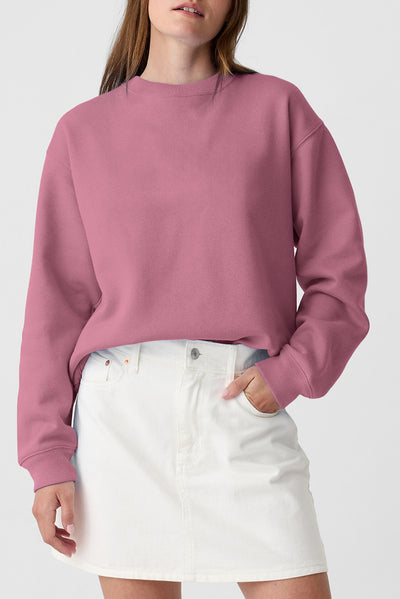 Plain Drop Shoulder Crewneck Pullover Sweatshirt