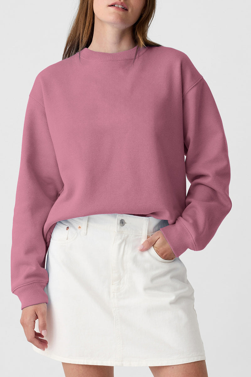 Plain Drop Shoulder Crewneck Pullover Sweatshirt