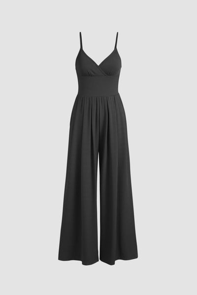 Black Wide Leg High Waist Sexy V Neck Cami Jumpsuit