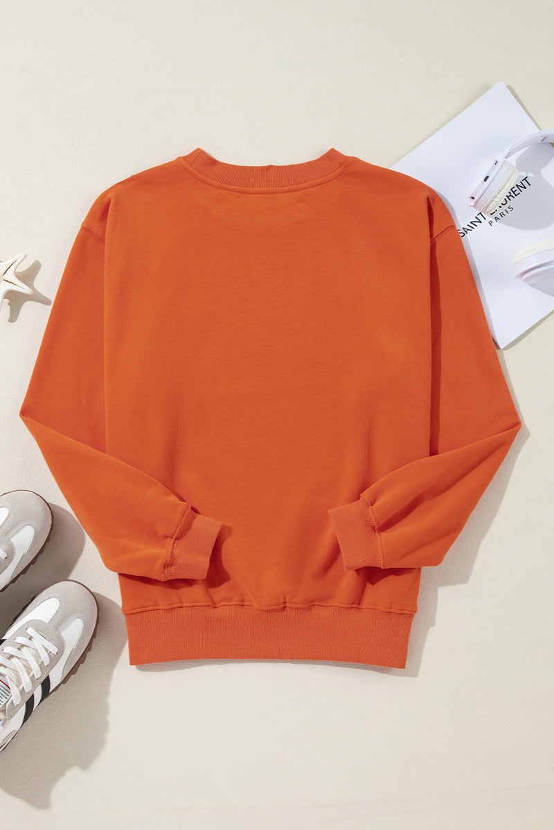 Plain Drop Shoulder Crewneck Pullover Sweatshirt