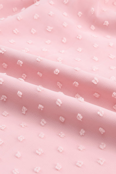 Pink Swiss Dot Smocked Puff Sleeve Mini Dress