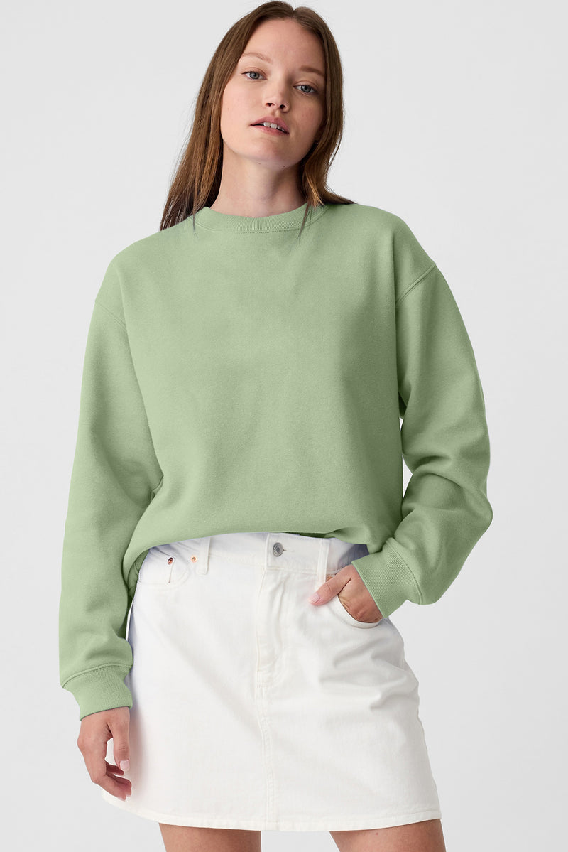 Plain Drop Shoulder Crewneck Pullover Sweatshirt