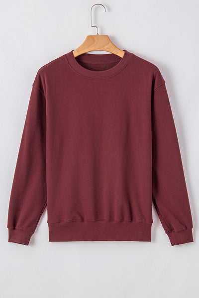 Plain Drop Shoulder Crewneck Pullover Sweatshirt