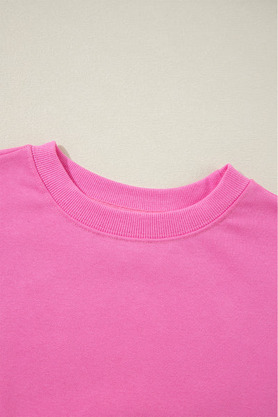 Plain Drop Shoulder Crewneck Pullover Sweatshirt