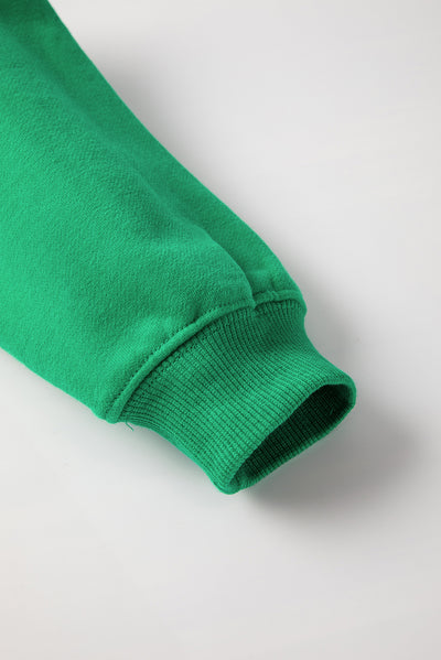 Smoke Green Solid Fleece Lined Drop Shoulder Terry Sweatshirt