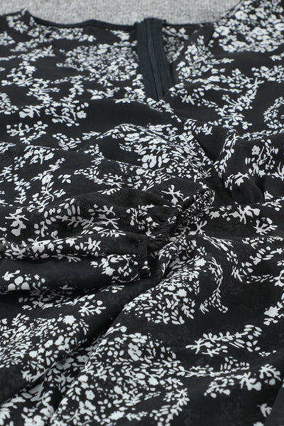 Baggy Sleeve Ruffle Leopard Dress