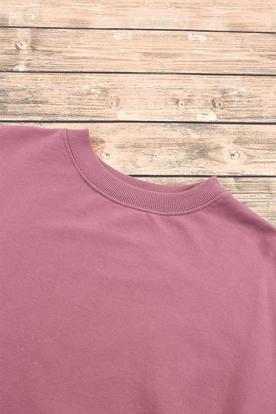 Plain Drop Shoulder Crewneck Pullover Sweatshirt