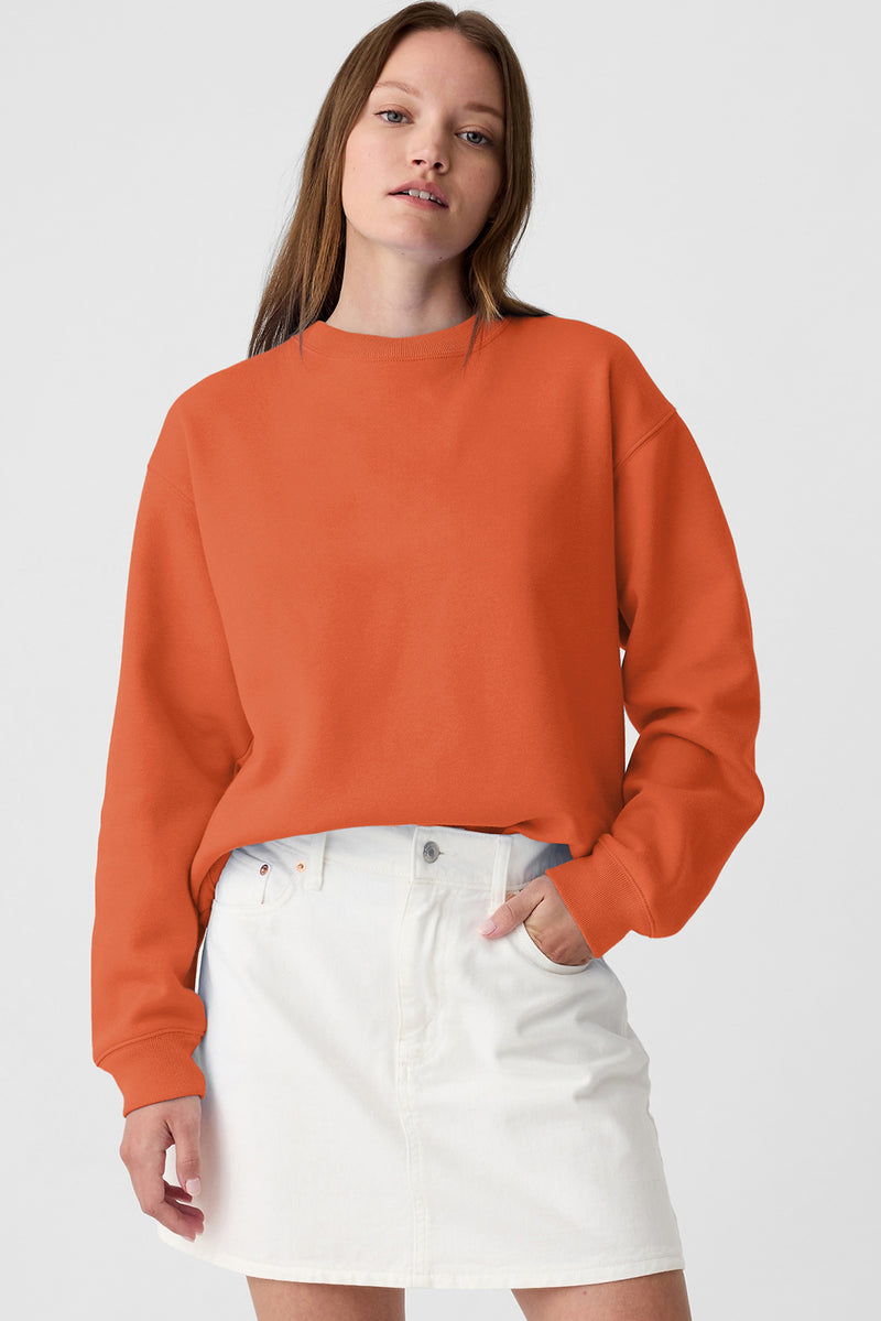 Plain Drop Shoulder Crewneck Pullover Sweatshirt