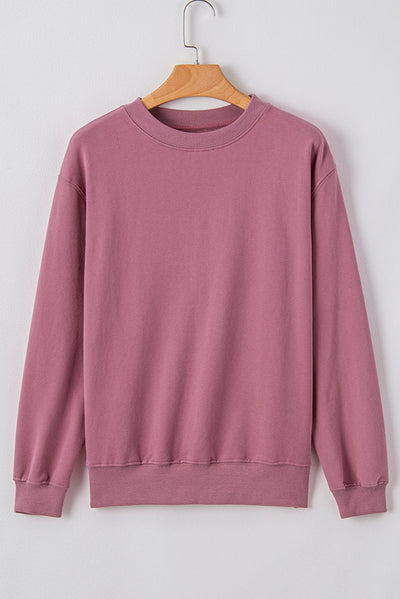 Plain Drop Shoulder Crewneck Pullover Sweatshirt