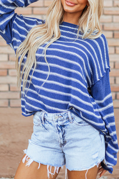 Stripe Drop Shoulder Casual Sweater