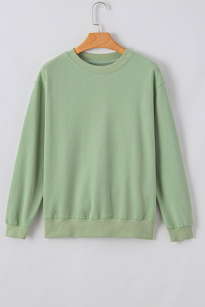 Plain Drop Shoulder Crewneck Pullover Sweatshirt