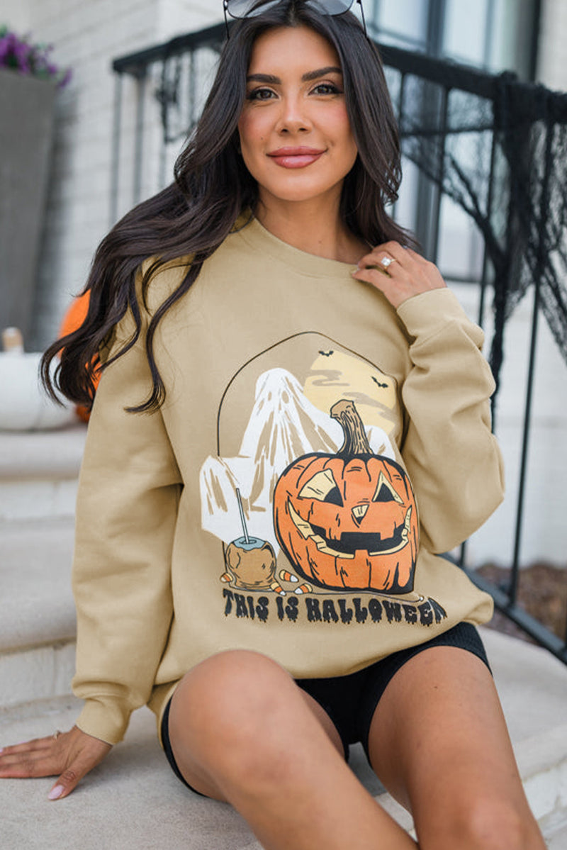 Parchment Spooky Pumpkin Graphic Crewneck Halloween Sweatshirt